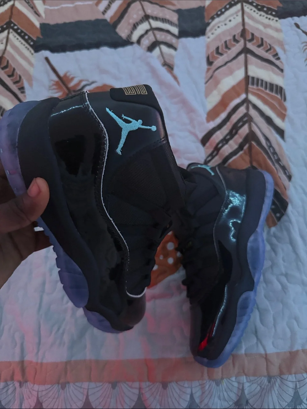 Jordan Boys' Black High-Top Sneakers with Teal Accent